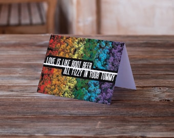 Greeting card: Love makes you fizzy in the tummy — love, anniversary, LGBT, Valentine's Day