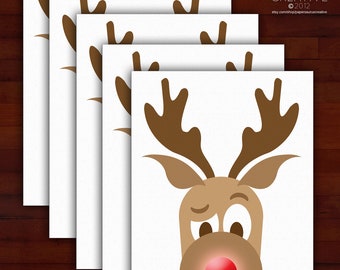 Holiday greeting card set - Merry Blinkin' Christmas - humor, Christmas, rudolph