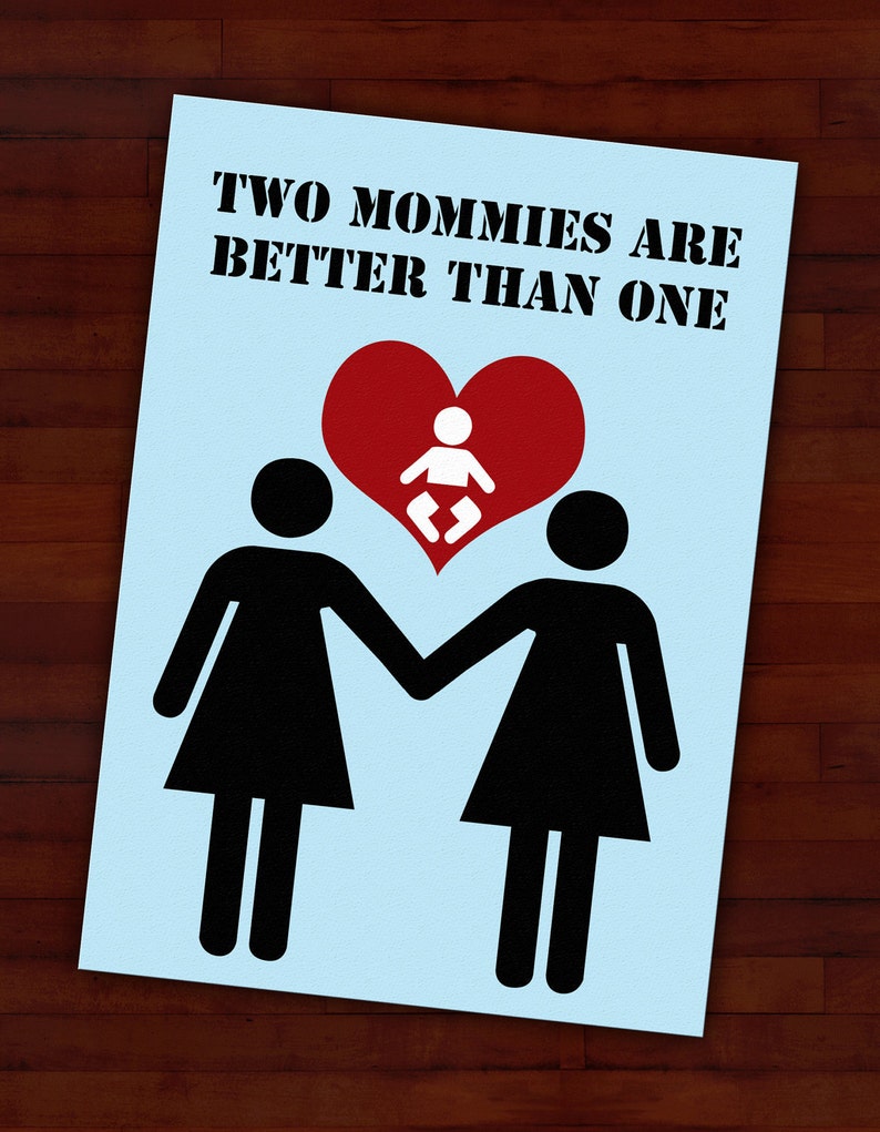 Greeting card: Two mommies are better than one lesbian parents, new baby image 1