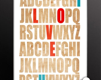Print: Typographic love — alphabet, typography, anniversary, wedding