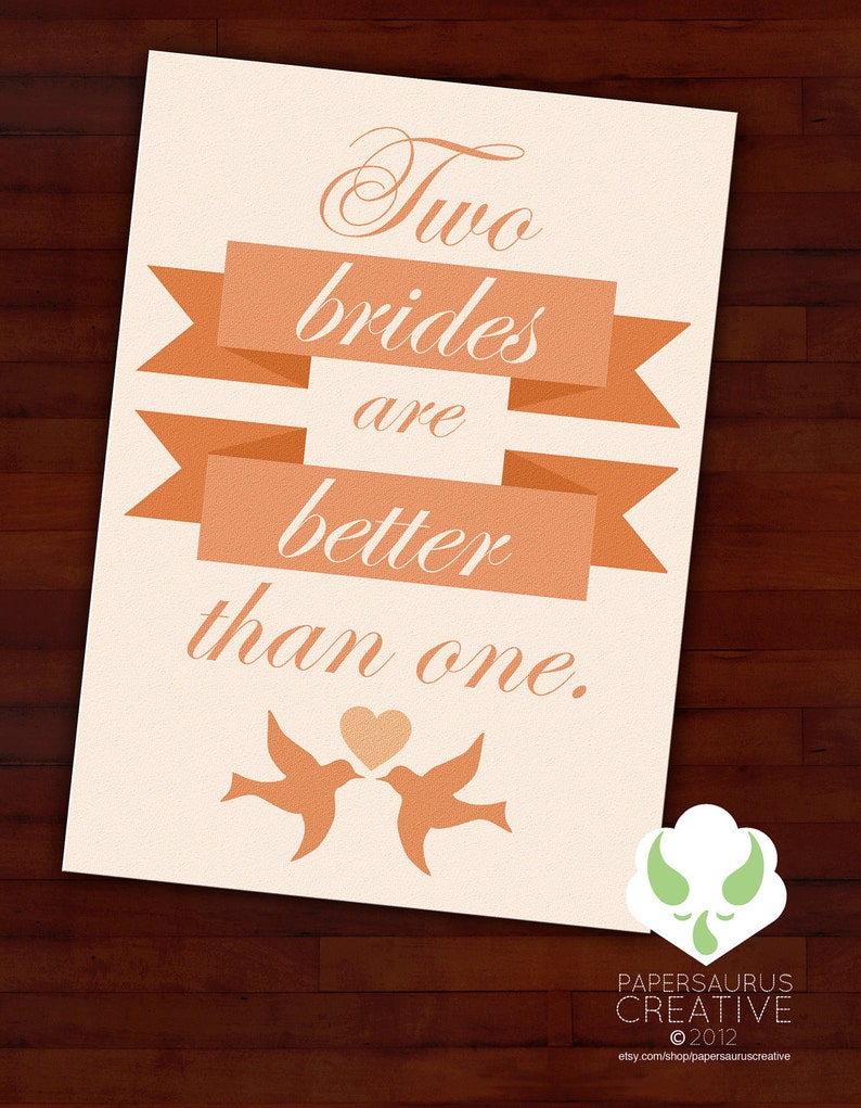 Greeting card: Two brides are better than one gay marriage, LGBT wedding image 1