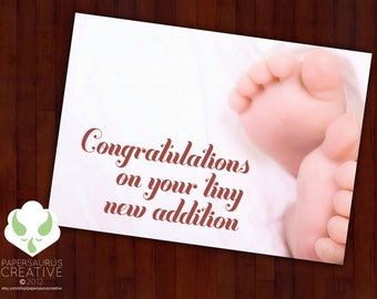 Greeting card - Congratulations on your tiny new addition - new baby, mommies, daddies, parents
