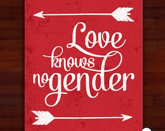 Greeting card: Love knows no gender — blank inside, LGBT wedding