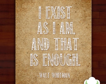 Greeting card: I exist as I am, and that is enough — encouragement, inspiration, typography