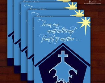 Holiday greeting card set - From one nontraditional family to another - LGBT, blended family