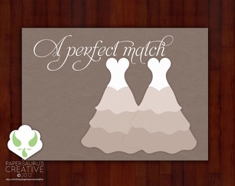 Greeting card: Your perfect match — lesbian marriage, LGBT wedding