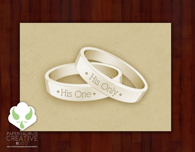 Greeting card: His One, His Only gay marriage, LGBT wedding image 1