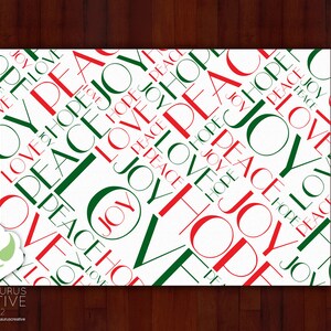 Holiday greeting cards Words of Advent peace, love, joy, hope, Christmas image 1