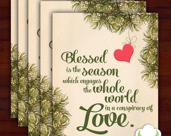 Holiday greeting card set - Conspiracy of love - quote card, typography