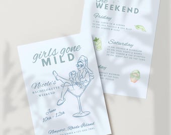 Itinerario de despedida de soltera de Girls Gone Mild, invitación a un fin de semana de spa (descarga digital)