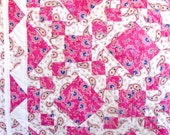 Pink and White Baby Girl 39 s Quilt, Wall Hanging, Crib Quilt, Stroller Cover, Baby Shower Gift, 100 Cotton Fabrics Irish Chain Pattern