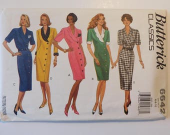 Butterick Classics Vintage  Easy Sewing Pattern 6642 Women's Fashion Button Front Long and Short Sleeve Dress  Misses Size 6- 8-10