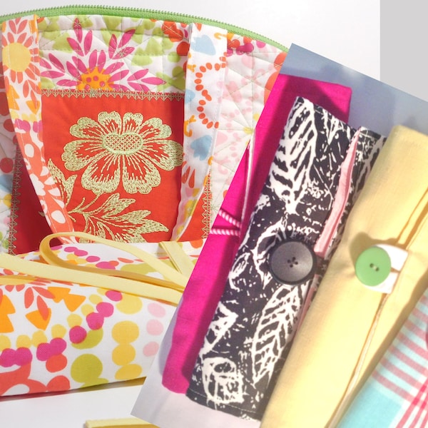 Make-up Bag and Brush Roll-up Travel Organizer, Download PDF File, and Print Sewing Patterns with Full Tutorials, DIY Personalized Gift