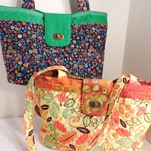 Medium Tote Bag Purse Pattern: Downloadable PDF Sewing Pattern Medium Purse Shoulder Bag Turn and Lock Closure - Easy Sewing Project