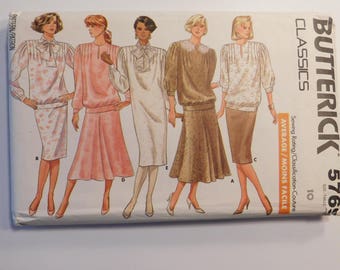 Vintage Butterick Classics Women's Dress Sewing Pattern 5769 Misses Dress Size 10, 1987 Butterick Pattern Service Womens Fashion