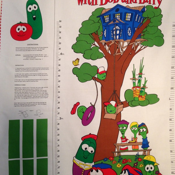 Veggie Tales Growth Chart DIY Sewing Printed Fabric Panel Project