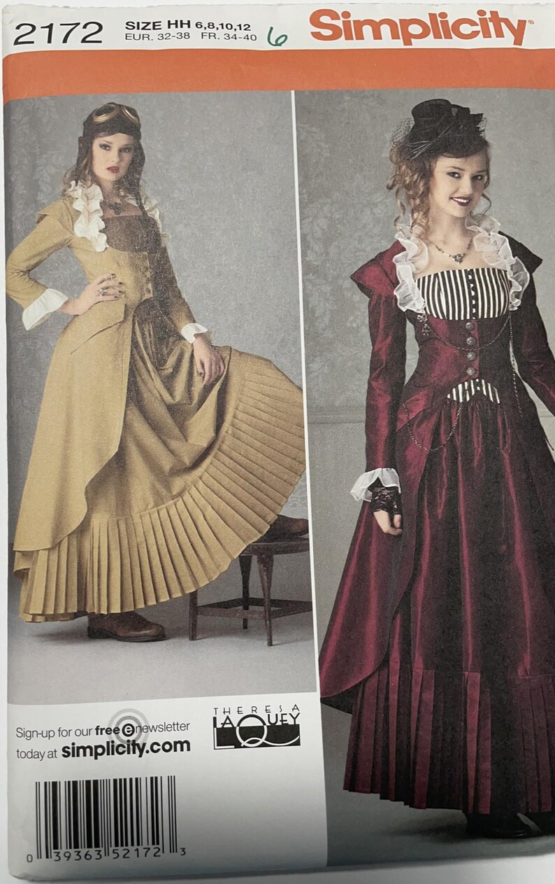 Simplicity Steampunk Pattern Victorian Era Steampunk Costume Sewing Pattern Simplicity 2172 HH SZ 6 ...