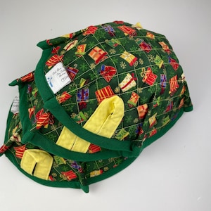 Christmas Bowl Cozies - Christmas Decoration Cotton Print - Fabric Bowl - Hot or Cold Bowl Cozy - Holiday Table Decor - Set of 3