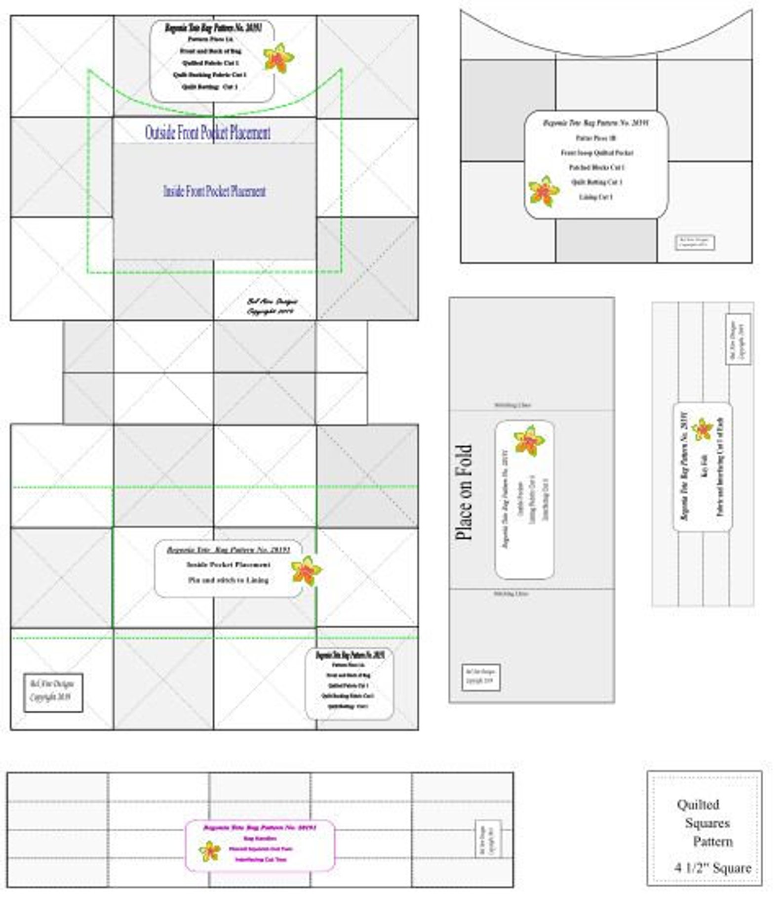 Quilted Zippered Tote Bag Sewing Pattern PDF Digital Download Etsy
