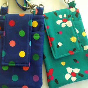 Piccola borsa a tracolla per cellulare, custodia per iPhone, borsa a portafoglio da polso, modello e tutorial in formato PDF scaricabile digitalmente, progetto facile da cucire