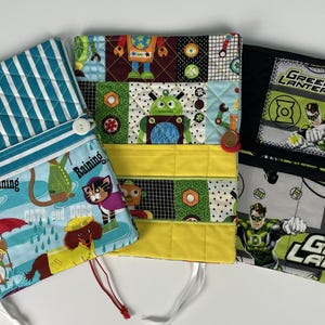 Quilted Composition Notebook Cover: Handmade Fabric Book Sleeve with Ribbon