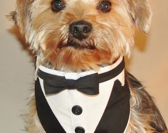 Dog Tuxedo Bandana Sewing Pattern: Pet Wedding Formal Wear (PDF Download) Fits 10-12" Neck