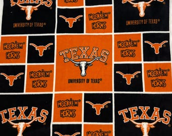 Texas Longhorns Fleece Stoff Reste: Gebranntes Orange Sportlogo