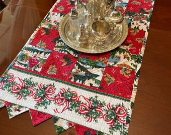 Quilted Christmas Table Runner: Holiday Home Decor (36” x 20”)