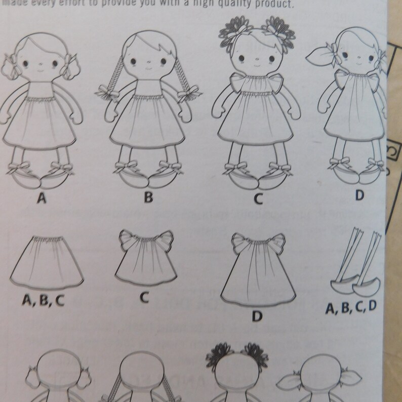 love /'em Simplicity 8539 15/" Tall Stuffed /"Bite of Whimsey Dolls/" Make /'em