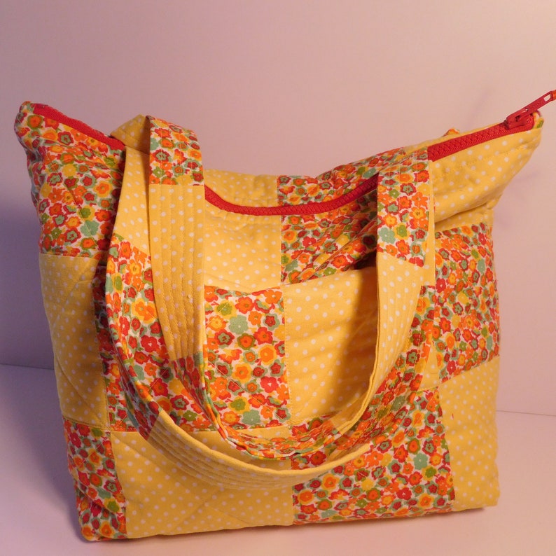 Quilted Zippered Tote Bag Sewing Pattern PDF Digital Download Etsy