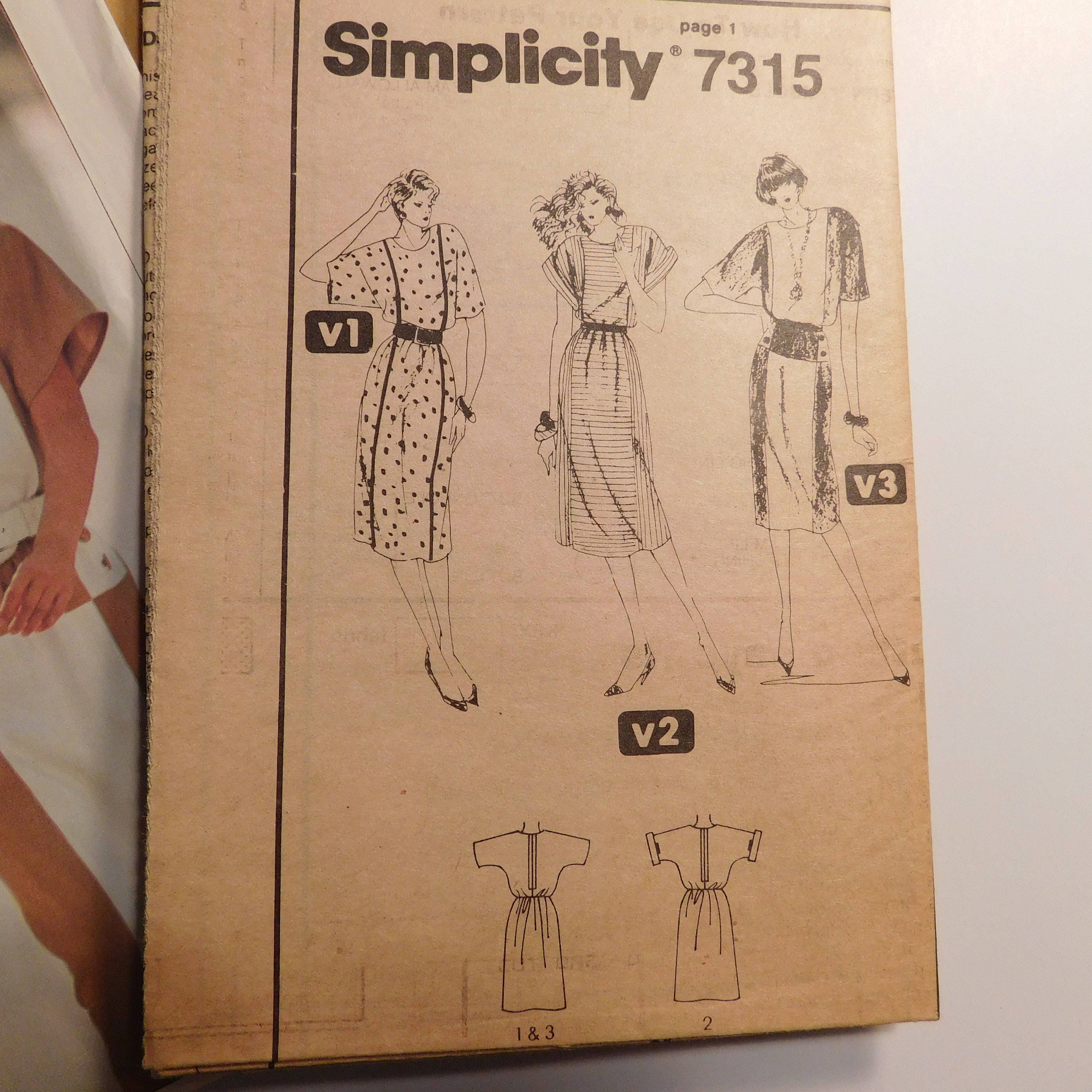 Simplicity Easy to Sew Vintage Sewing Pattern 7315 Womens - Etsy