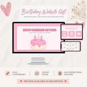 Birthday Gift for Girlfriend, Flower Bloom Love Website Template with Photos, Letter & Music