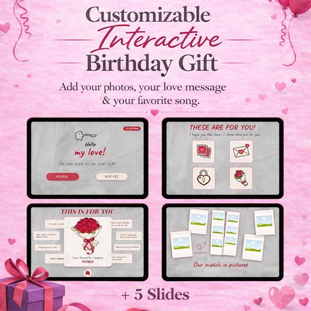 Buy Customizable Interactive Birthday Gift Template, Digital Romantic ...