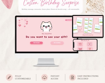Birthday Gift for Girlfriend, Personalized Love Website with Song, Photos & Memories