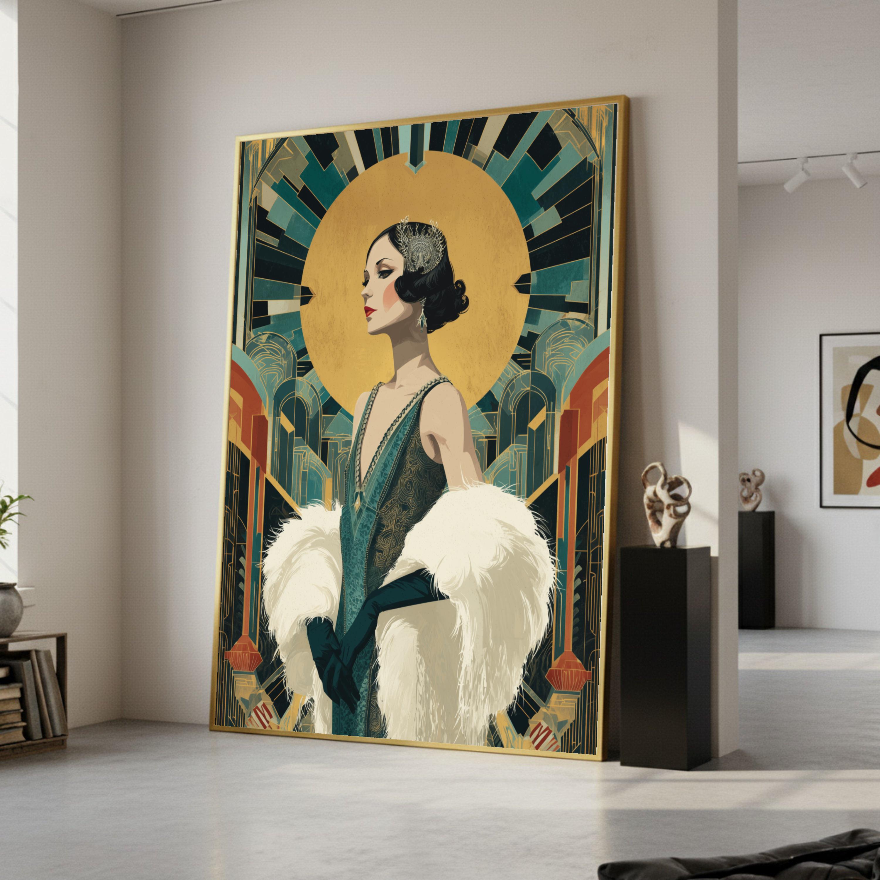 Elegant 1920s Woman Canvas, Art Deco Wall Print, Vintage Glamour Canvas ...