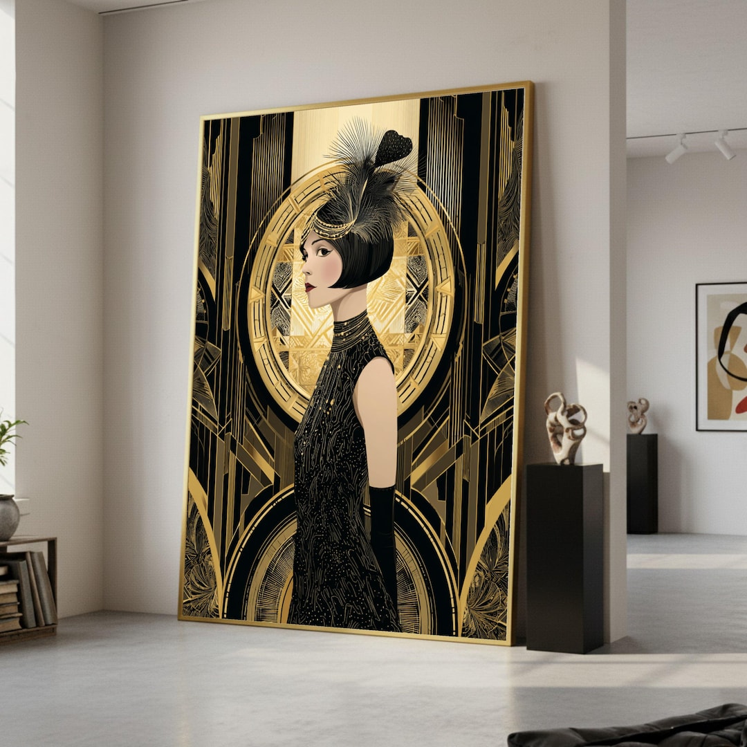 Elegant 1920s Flapper Girl, Art Deco Canvas, Vintage Glamour Print ...