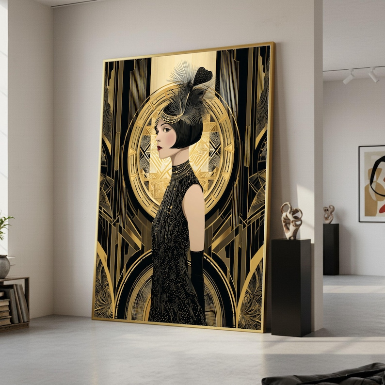 Elegant 1920s Flapper Girl, Art Deco Canvas, Vintage Glamour Print ...