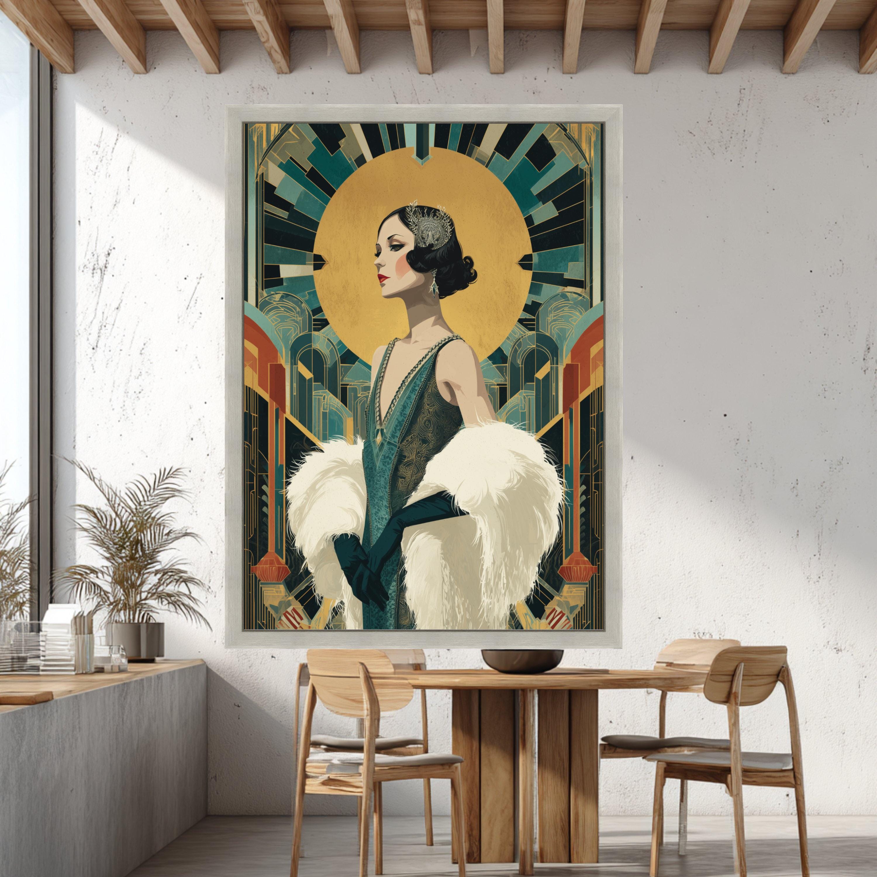 Elegant 1920s Woman Canvas, Art Deco Wall Print, Vintage Glamour Canvas ...