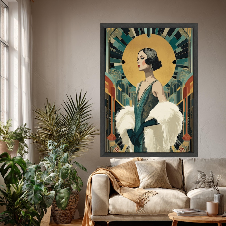 Elegant 1920s Woman Canvas, Art Deco Wall Print, Vintage Glamour Canvas ...