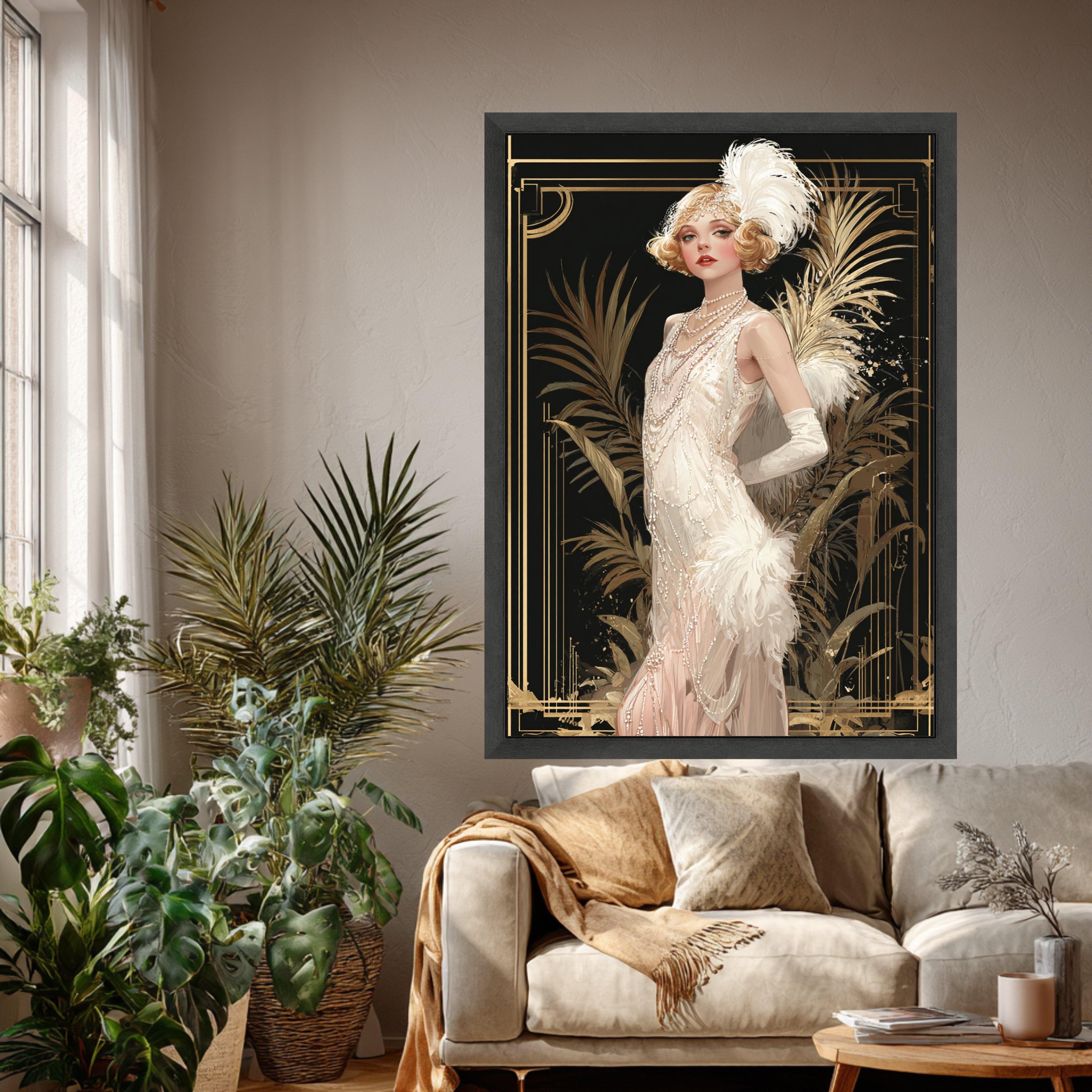Elegant Flapper Girl Canvas, Art Deco Wall Art, Vintage Glamour Canvas ...