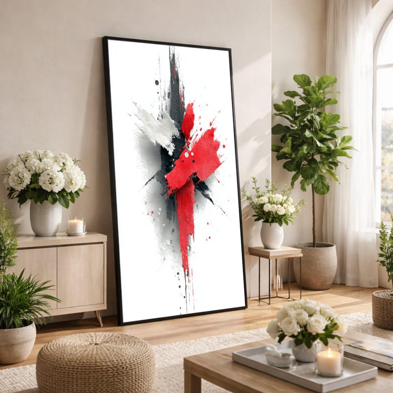 Red and Black Abstract Painting - Etsy