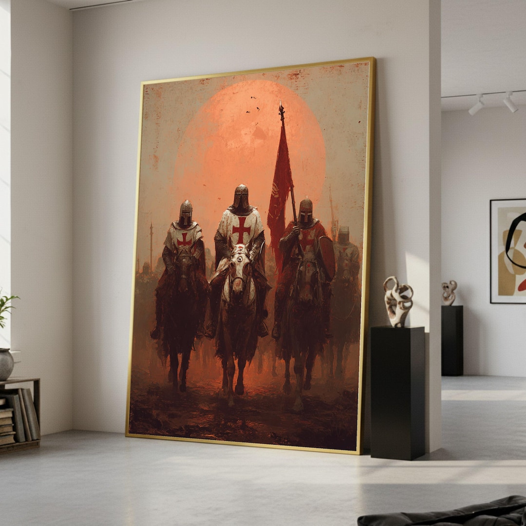 Medieval Knight Canvas, Crusader Horsemen Art, Templar Wall Print ...