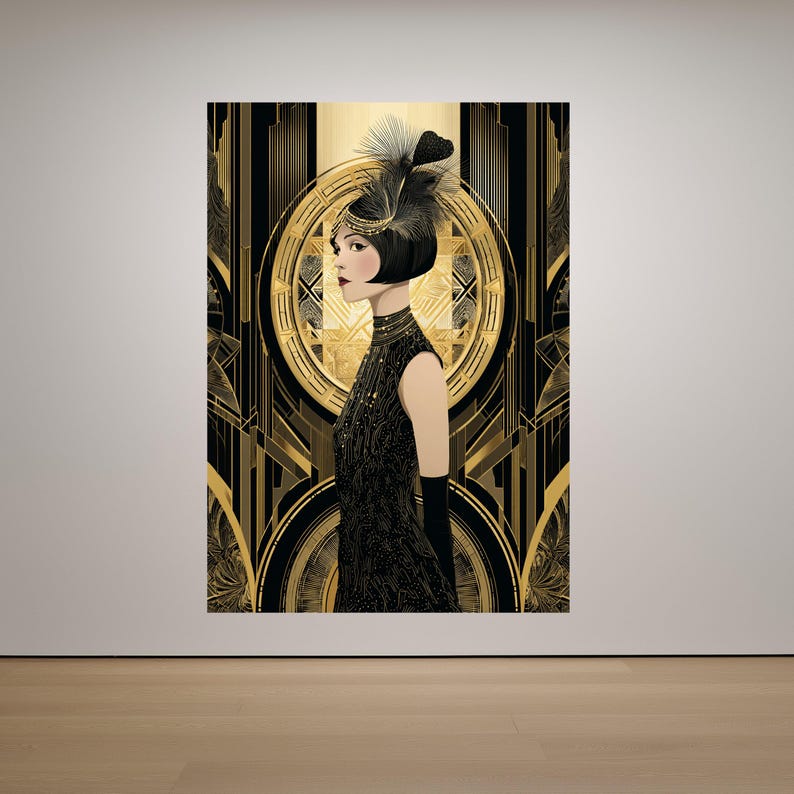 Elegant 1920s Flapper Girl, Art Deco Canvas, Vintage Glamour Print ...