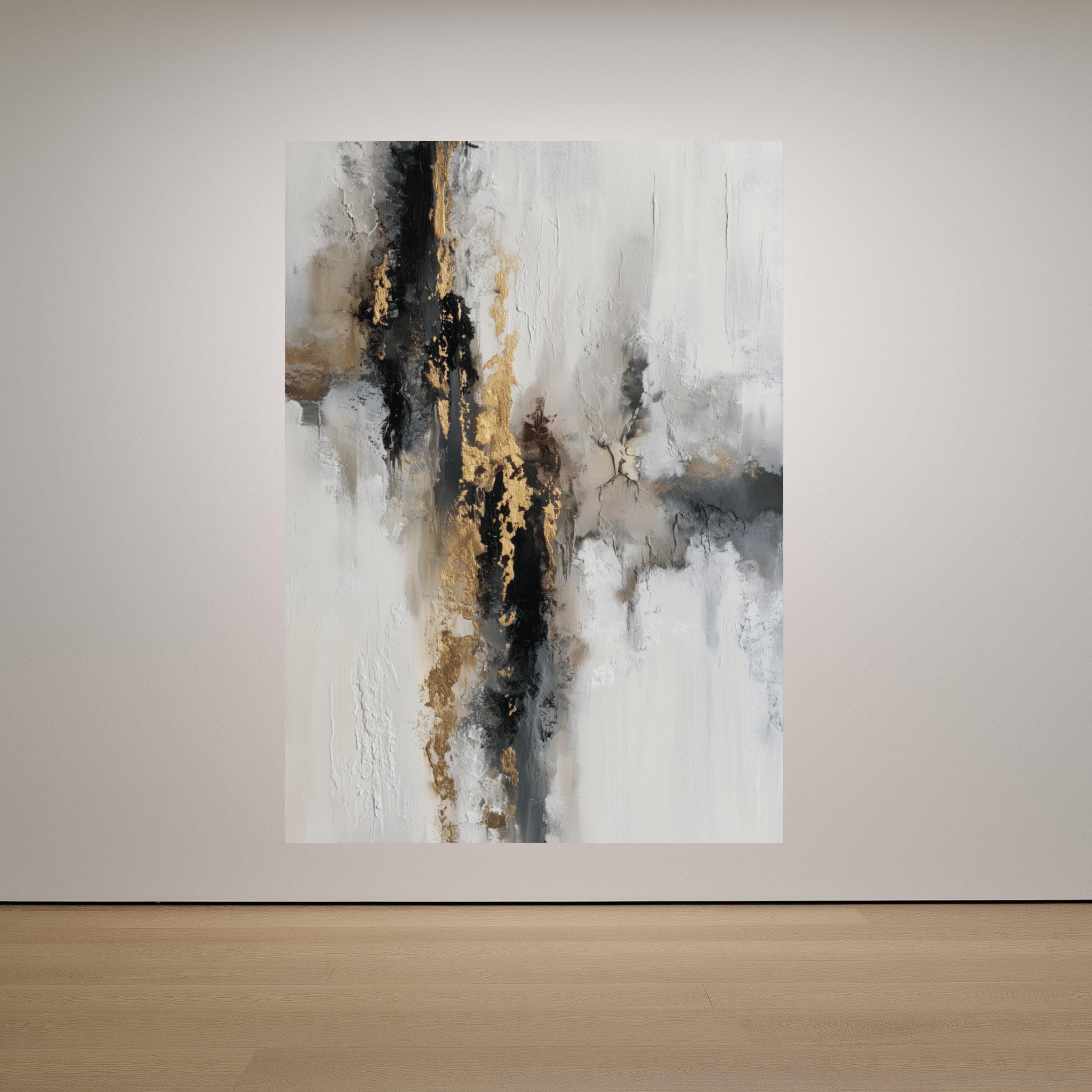 Gold Black Abstract Canvas Art, Modern Framed Wall Print - Etsy