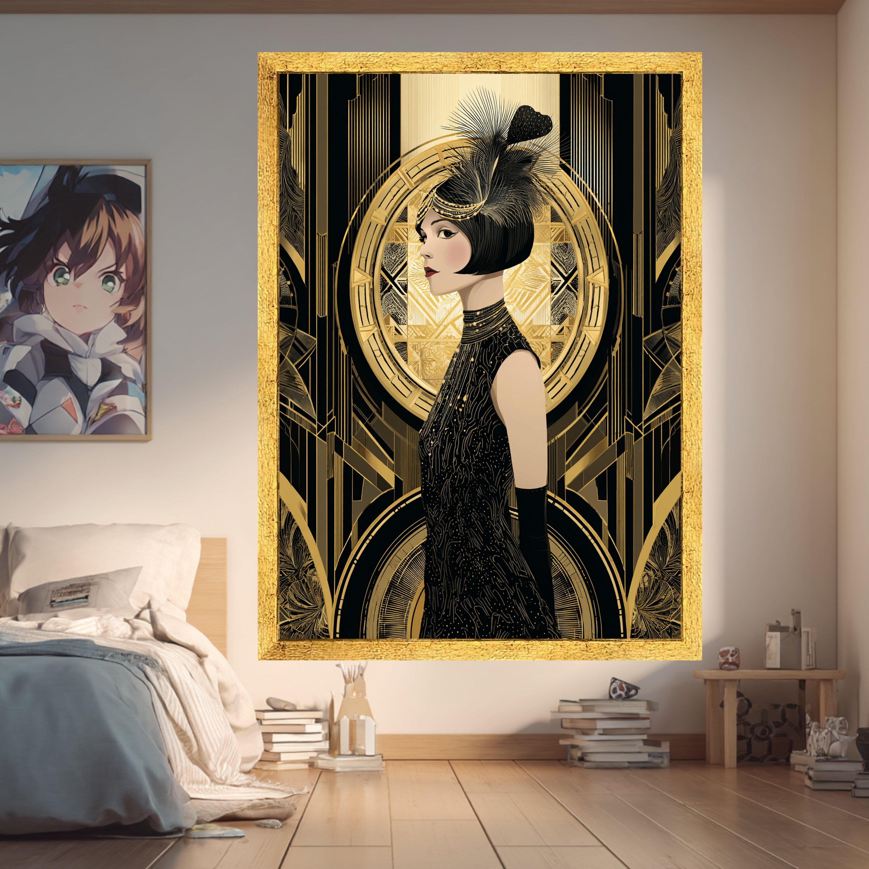 Elegant 1920s Flapper Girl, Art Deco Canvas, Vintage Glamour Print ...