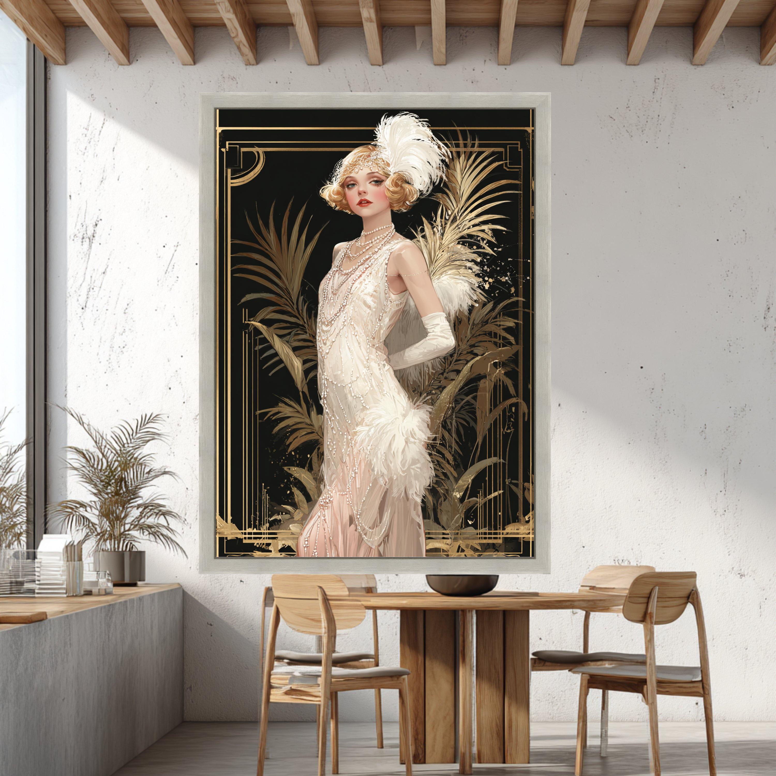 Elegant Flapper Girl Canvas, Art Deco Wall Art, Vintage Glamour Canvas ...