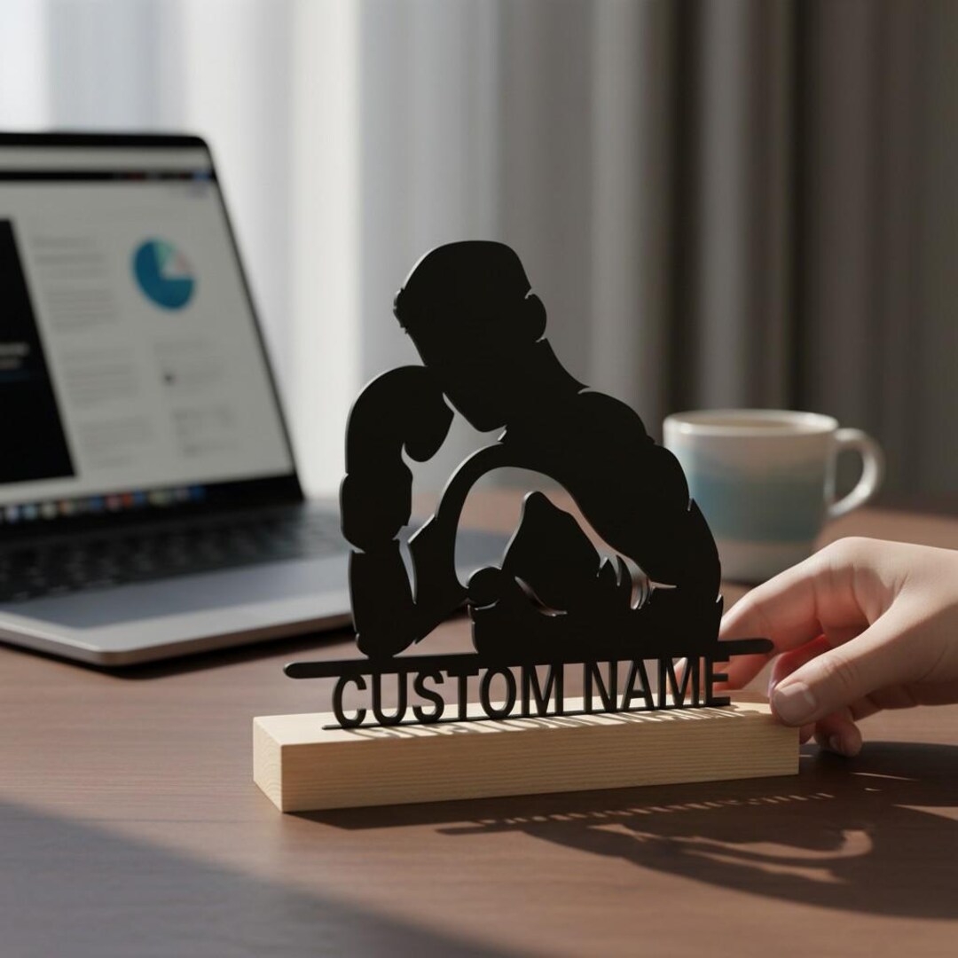Boxing Stachu Box Personalized Boxing Metal Statue With Wooden Base | Custom Boxer ...