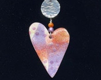 Colors of the Sunset Enamel Heart Necklace