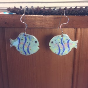 Fish earrings enameled image 2