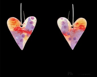 Heart Dangle Earrings -Colors of the Sunset